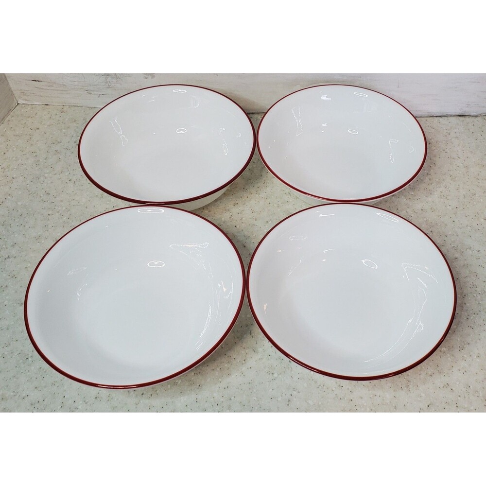 Corelle Vitrelle Splendor Luncheon Plates Red Gray Swirl Set of 4